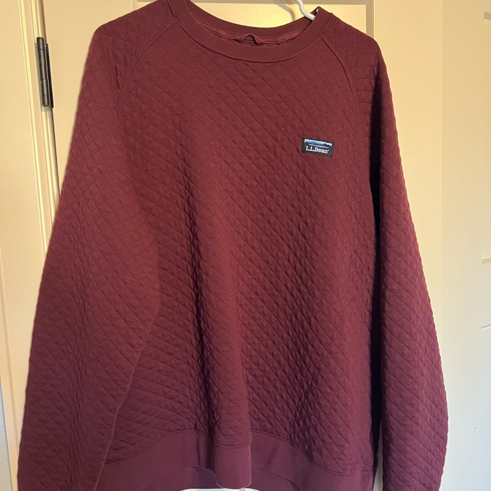 L.L. Bean Men's Burgundy Quilted Crewneck Sweater